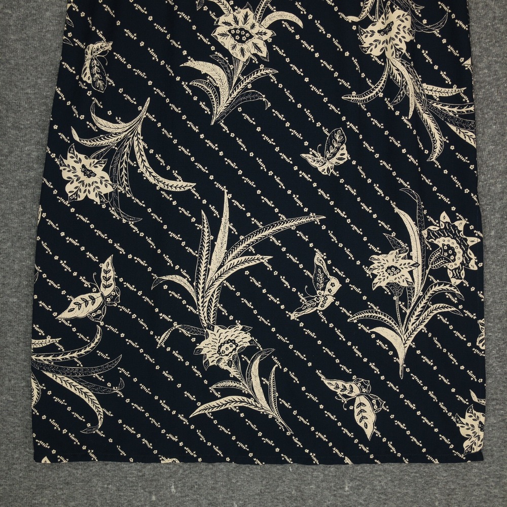 Emma James Liz Claiborne Skirt Women's 12 Black Floral A-Line Midi Polyester - Picture 3 of 11